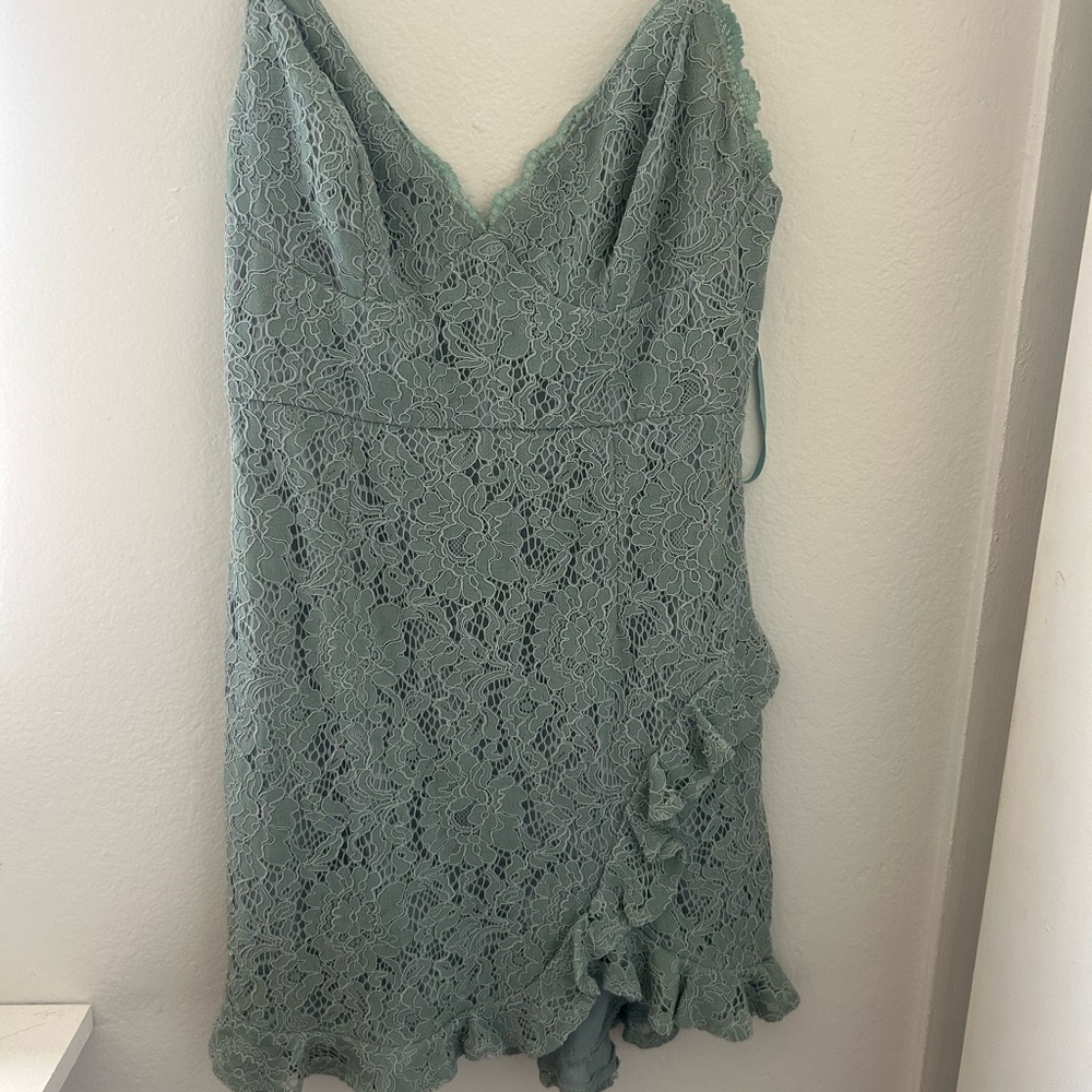 Selfie Leslie Lace Overlay Dress in Soft Blue